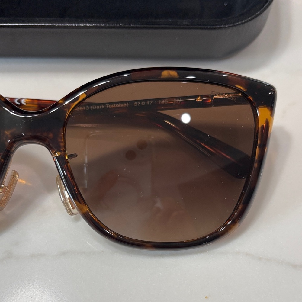 Coach Brown Tortoise Cat-Eye Sunglasses with Brown Gradient Lenses - Picture 3 of 14